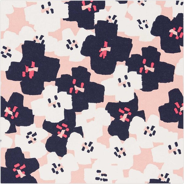Baumwolle - Kleine Blumen - pink dunkelblau - Okina Hana - Rico Design